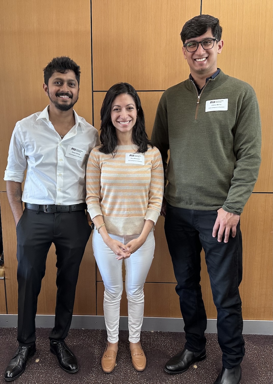 MS-AIB student Nora Mawashi with two other students