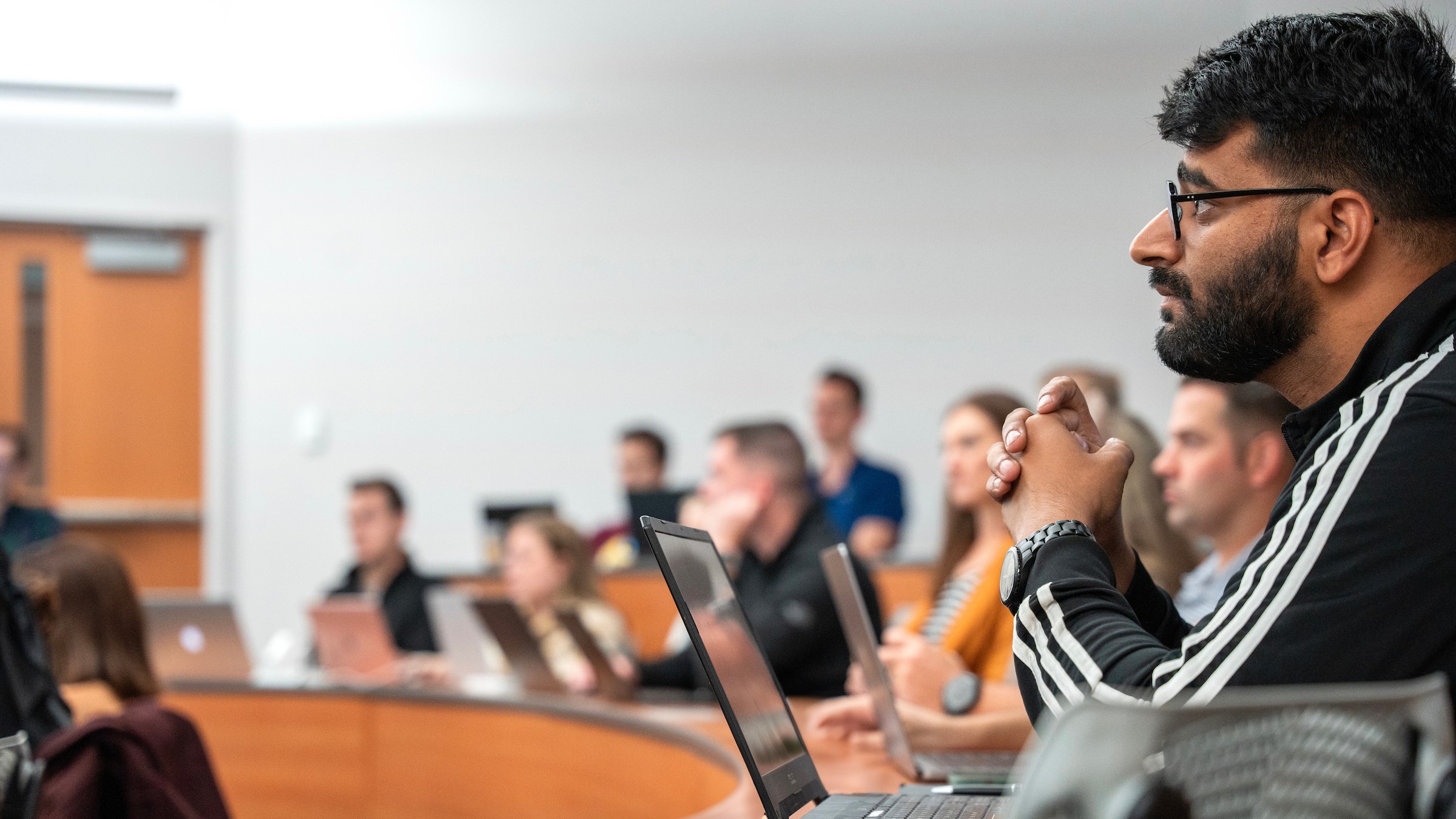 Full-time MBA students in a classroom.