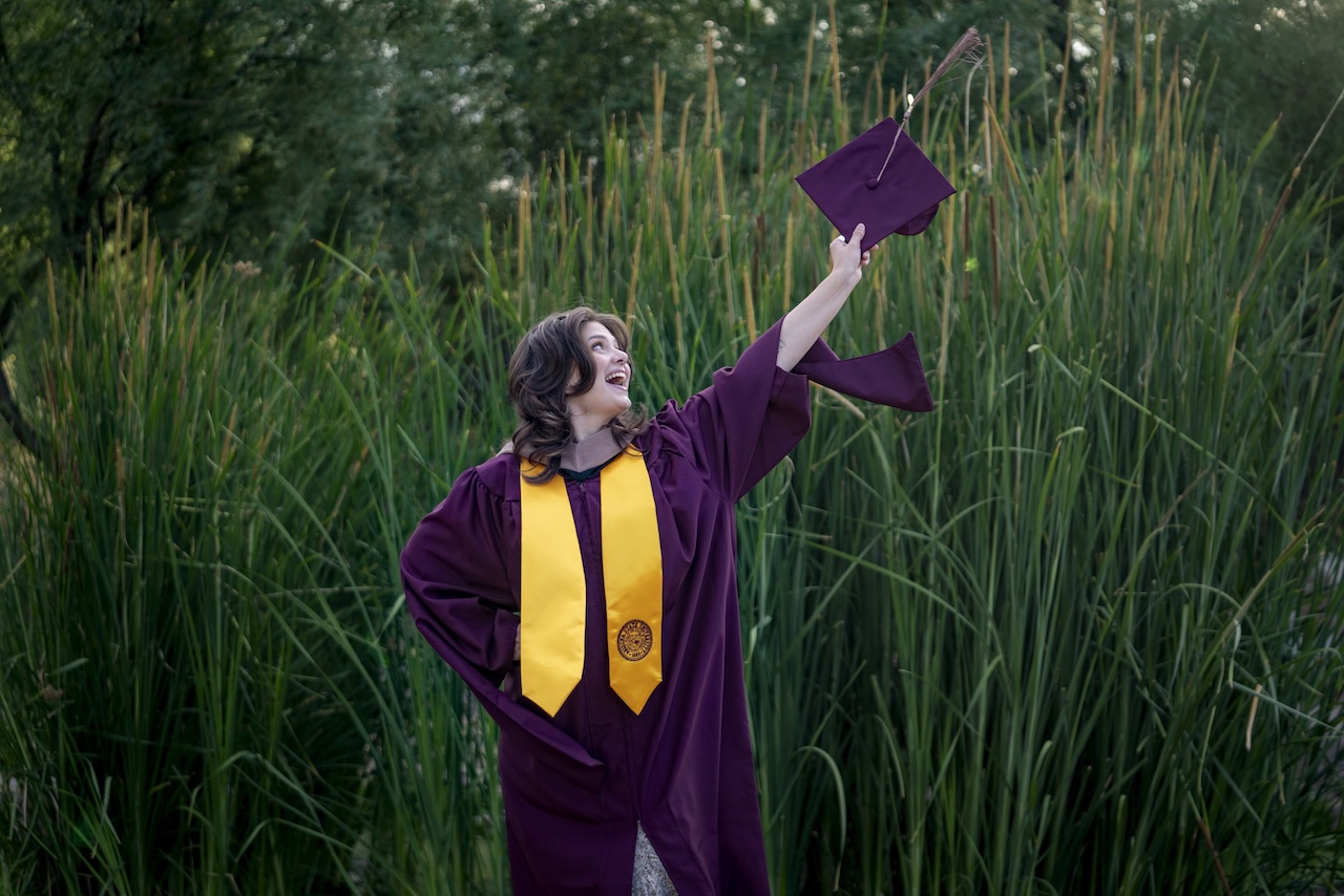 Outdoor graduation photo of MACC graduate Kailey Shupe