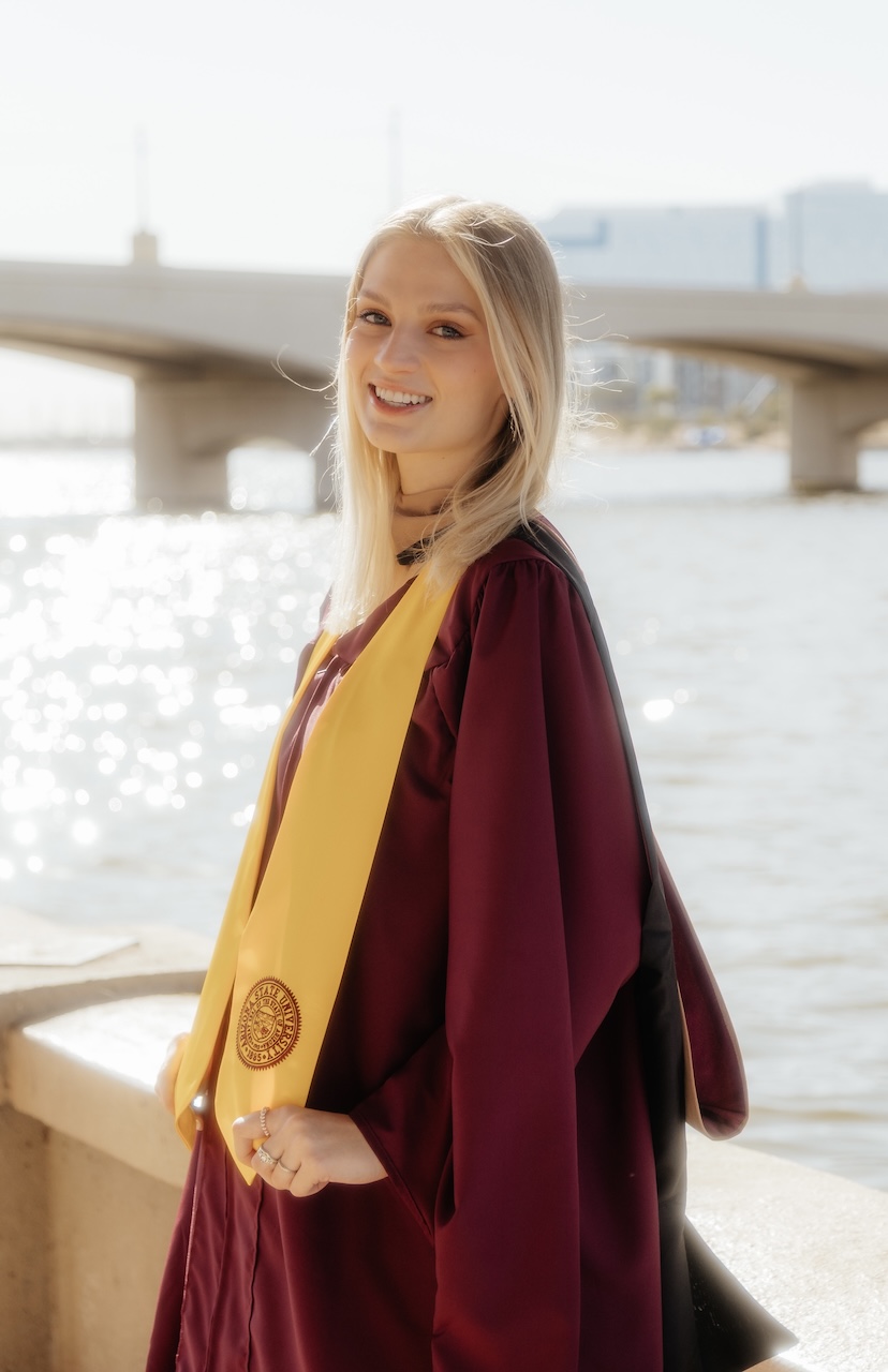 Online MACC graduate Sara Shultz poses for a graduation photo